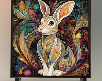 Art Nouveau Rabbit Ceramic Tile: William Morris Inspired Wall Decor