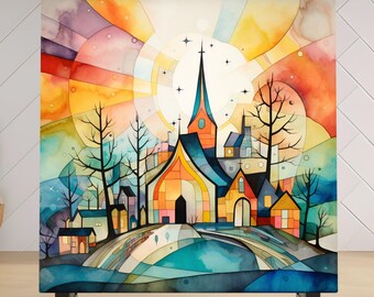 Mosaic Church Art Ceramic Tile, Religious Wall Decor