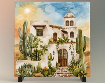 Adobe House Ceramic Tile: Southwest Desert Home Decor