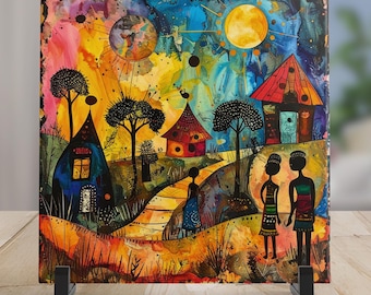 African American Art Tile – Ceramic Wall Hanging, Home Decor