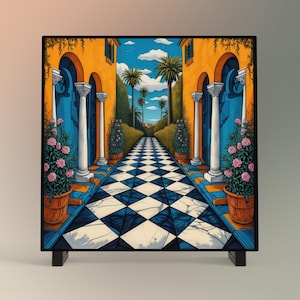 Colorful Garden Art Tile | Beautiful Mediterranean Art Print | Moroccan Tile | Nature Lovers Spring Home Decor