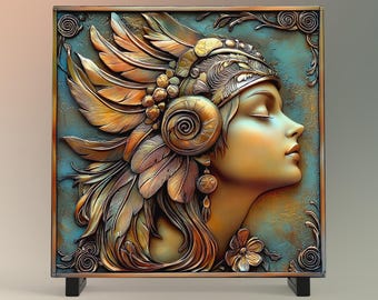 Art Deco Ceramic Tile, 1930s Woman, Art Nouveau Wall Decor