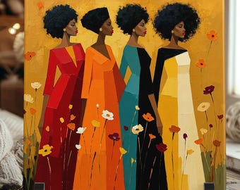 Black Woman Art Ceramic Tile: Trendy African American Floral Wall Decor