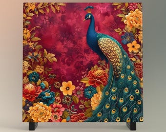 William Morris Peacock Ceramic Tile: Art Nouveau Wall Decor
