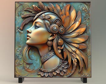 Art Deco Woman Tile, Vintage 1930s Art Nouveau Style Wall Decor