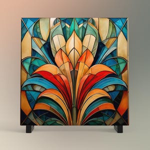 Art Nouveau Floral Ceramic Art Tile, Handcrafted Decorative Tile for Elegant Home Decor, Unique Gift for Art Lovers