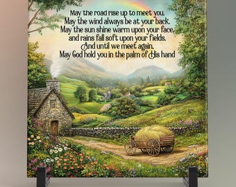 Irish Countryside Ceramic Art Tile - St. Patrick's Day,  Irish Blessing Home Decor