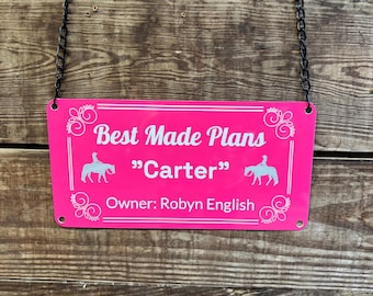 Metal Personalized Horse Stall Sign or Plaque - Gift for Horse Owner, Equestrian or Horse Trainer- Custom Horse Stall Sign Custom Fair Sign