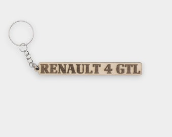 Engraved Wooden Renault 4 GTL Keyring: Classic Car Gift