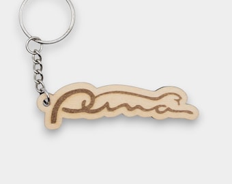Wooden Engraved Keyring – Ford Puma Car Logo Keychain Gift Accessory