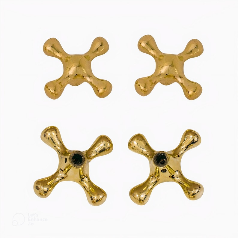 Set of 2 Unlacquered Brass Faucet Handles | Duty Free Cross