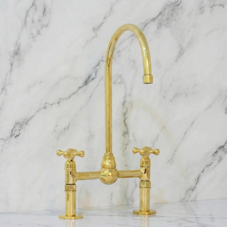 Set of 2 Unlacquered Brass Faucet Handles | Duty Free image 8
