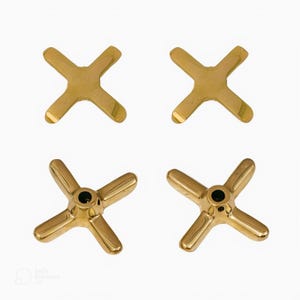Set of 2 Unlacquered Brass Faucet Handles | Duty Free Cross 2