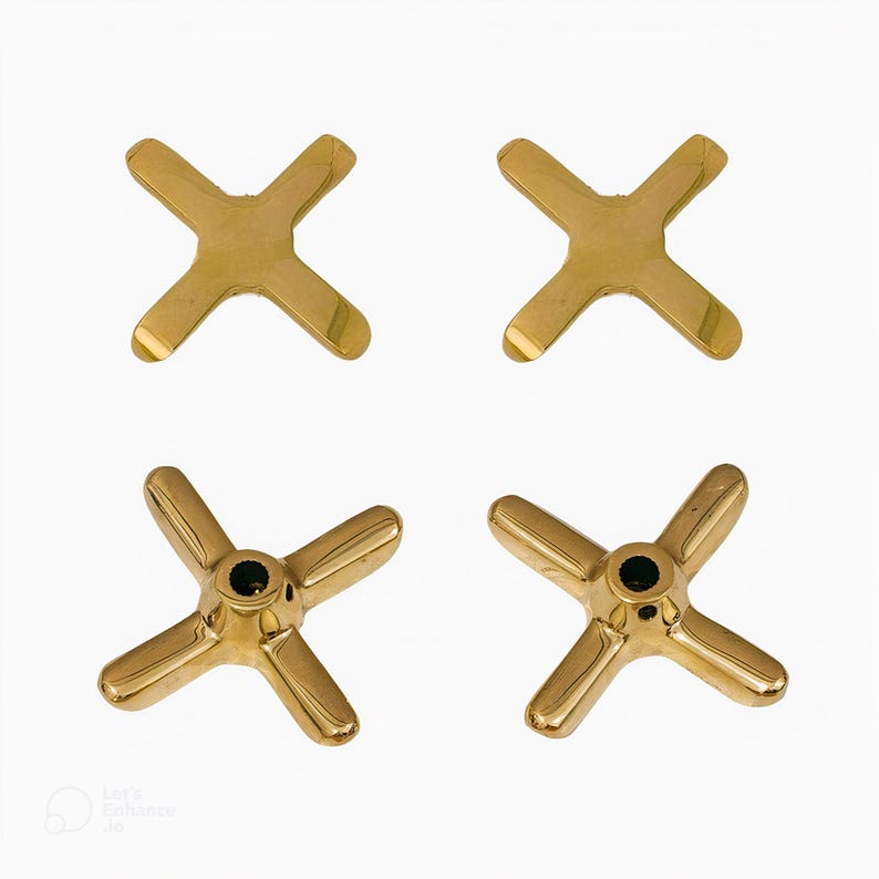 Set of 2 Unlacquered Brass Faucet Handles | Duty Free Cross 2