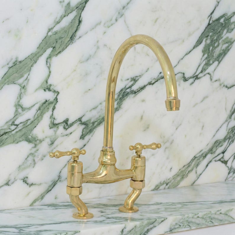 Set of 2 Unlacquered Brass Faucet Handles | Duty Free image 9