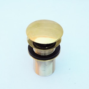 Unlacquered Solid Brass Pop Up Drain, Push Up Sink Stopper for Kitchen & Bathroom Sinks