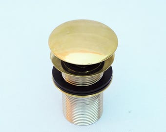 Unlacquered Solid Brass Pop Up Drain, Push Up Sink Stopper for Kitchen & Bathroom Sinks