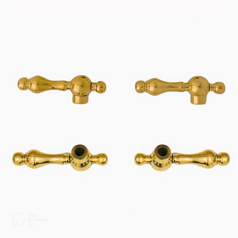 Set of 2 Unlacquered Brass Faucet Handles | Duty Free Lever 2