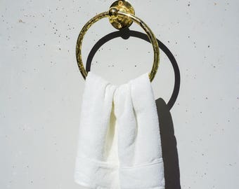 Handcrafted Brass Hand Towel Holder, Ring Holder Wall Mounted In Bathroom