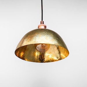 Unlacquered Solid Brass Dome Pendant Light: Modern Kitchen Island Lighting