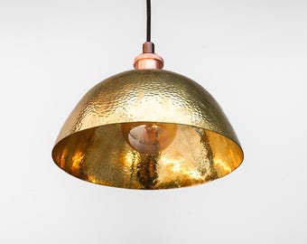 Unlacquered Solid Brass Dome Pendant Light: Modern Kitchen Island Lighting