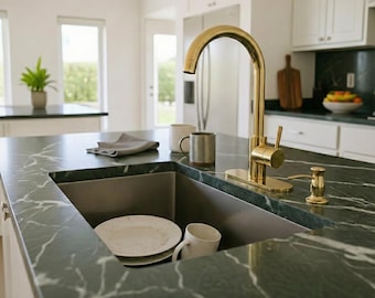 Single Lever Gooseneck Tap, Unlacquered Solid Brass Kitchen Faucet | Duty Free