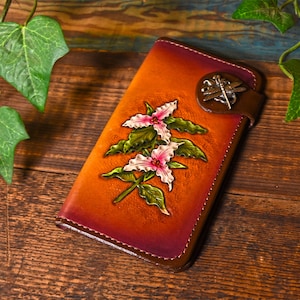 Cartera de Mujer en Piel, Estampada, Trilliums