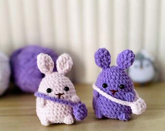 Handmade Amigurumi Bag Charm: Crochet Bunny Keychain