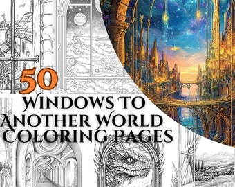50 Fenster für eine andere Welt Inspirierende Malbuchseiten für Erwachsene, die Entspannung und Kreativität suchen Wunderschön detaillierte Ausmalbilder
