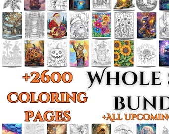 Coloring Pages Whole Shop Bundle, Endless Creativity & Relaxation, Art Therapy, Inspiring Printable Coloring Book, Lifetime Updates Included