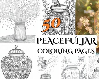 50 Peaceful Jar Coloring Pages for Mindful Relaxation – Tranquil Designs for Stress Relief, Art Therapy & Creative Expression