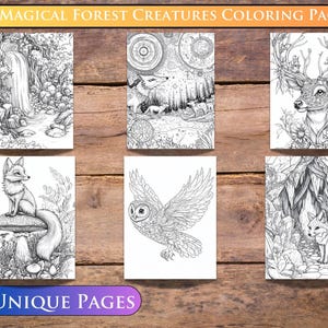 Enchanted deer with beautifully patterned antlers, surrounded by mushroom coloring elements for magical adult coloring experiences.