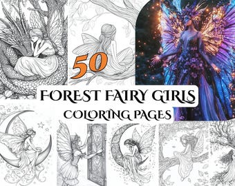 50 Forest Fairy Girls Coloring Pages – Enchanting Illustrations for Adults to Inspire Creativity, Relaxation, and Imagination in Nature