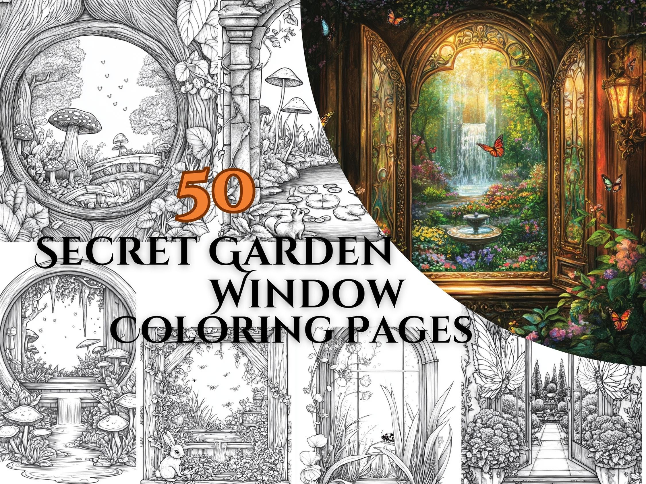 40 Flower Fairy Doors Grayscale Coloring Pages Printable for Adults, PDF  File Instant Download, image size:2250x1687