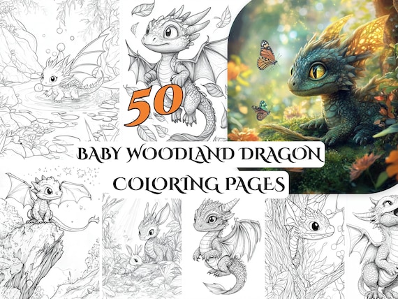 50 Baby Woodland Dragon Coloring Pages – Enchanting Designs for Adults and Kids, Fun Creativity, Magical Dragons, and Relaxation Activities