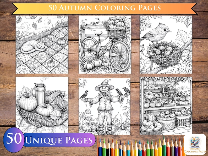 Relaxing autumn coloring book with unique designs; enjoy seasonal colorization of Halloween, fall landscapes, and woodland animals for hours of creative fun.