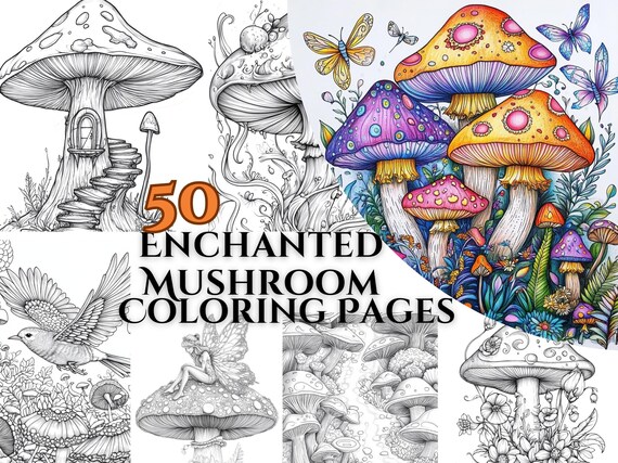 50 Enchanted Mushroom Coloring Pages Inspiring Coloring Book Pages for Adults Seeking Relaxation Inspiring Printable Pages
