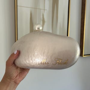 Personalised Pearl Clutch | Box Clutch | Bride To Be | Honeymoon Gift | Personalised clutch bag | Wedding Bag | Bride Bag | Bride Clutch image 9
