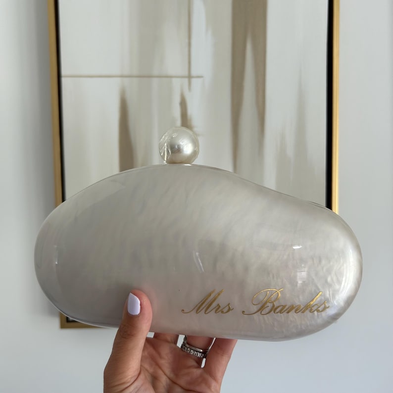 Personalised Pearl Clutch | Box Clutch | Bride To Be | Honeymoon Gift | Personalised clutch bag | Wedding Bag | Bride Bag | Bride Clutch image 8