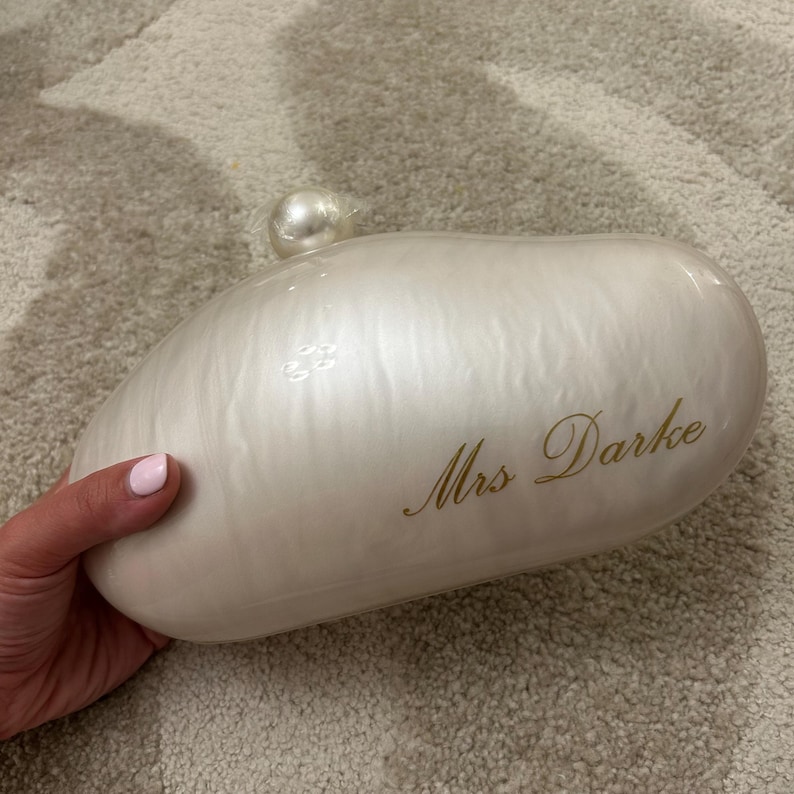 Personalised Pearl Clutch | Box Clutch | Bride To Be | Honeymoon Gift | Personalised clutch bag | Wedding Bag | Bride Bag | Bride Clutch image 7