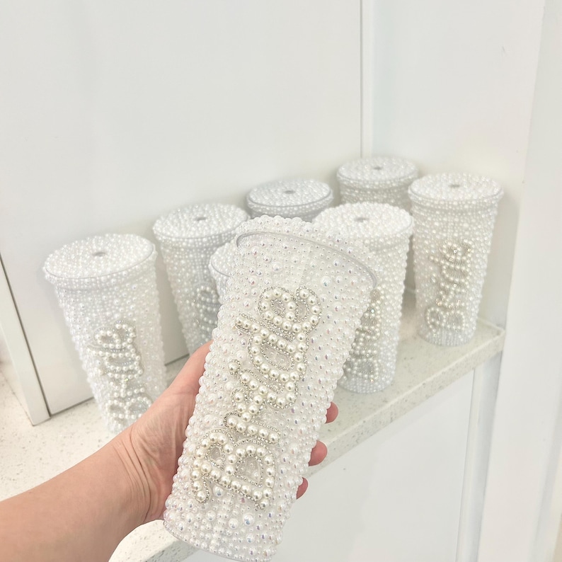 Bruidsbeker | Beker voor de aanstaande bruid | Gepersonaliseerde parelmoeren bruidsbeker | Cadeau voor een vrijgezellenfeest | Decoratie voor een vrijgezellenfeest | Cadeau voor een vrijgezellenavond afbeelding 6