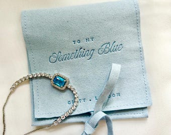 Something Blue Bridesmaid Proposal Gift | Bridesmaid Bracelet | Maid of Honour Jewellery Pouch | Personalised Pearl Bracelet Bridal Gift