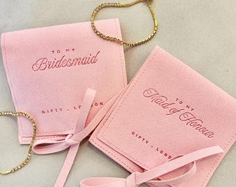 Regalo rosa para proponerle ser dama de honor / Pulsera para dama de honor / Bolsita para joyas de la dama de honor / Regalo para la madre de la novia / Regalo para la madre del novio