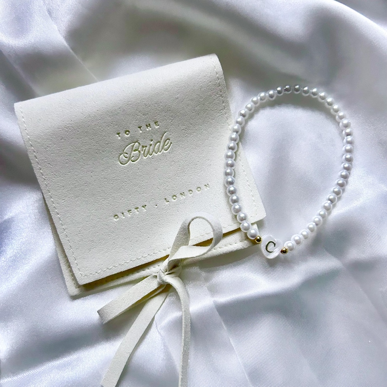 Cream Bridesmaid Proposal Gift | Bridesmaid Bracelet | Maid of Honour Jewellery Pouch | Personalised Bridal Gift | Personalised Bracelet image 3
