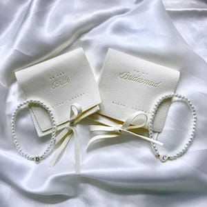 Cream Bridesmaid Proposal Gift | Bridesmaid Bracelet | Maid of Honour Jewellery Pouch | Personalised Bridal Gift | Personalised Bracelet image 5