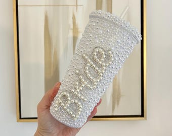 Bride Cold Cup | Bride to be cup | Pearl Personalised Bride Cup | Bridal Shower Gift | Hen Party Decor | Bachelorette Gift