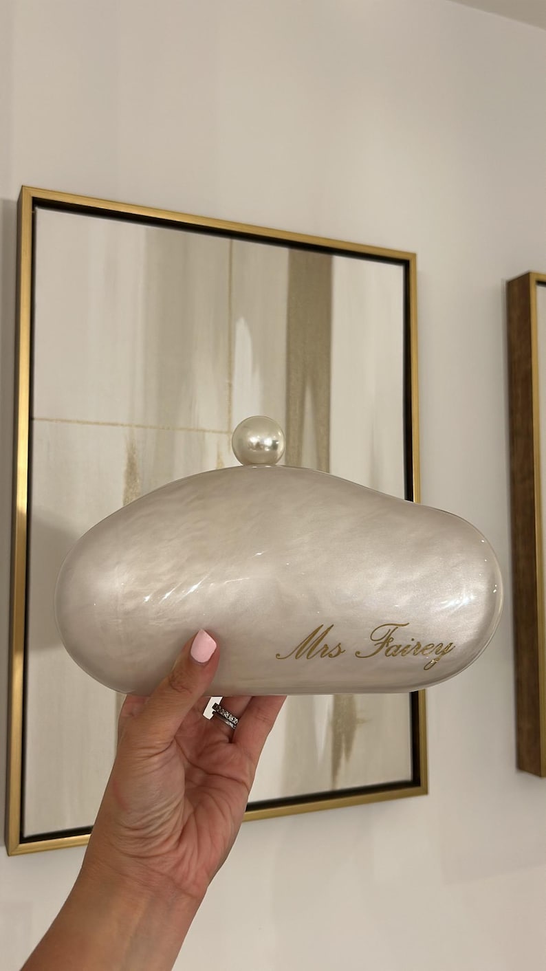 Personalised Pearl Clutch | Box Clutch | Bride To Be | Honeymoon Gift | Personalised clutch bag | Wedding Bag | Bride Bag | Bride Clutch image 5