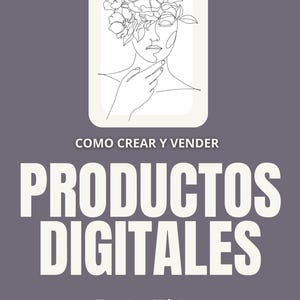Może przedstawiać: Cyfrowa ilustracja kobiety z kwiatami we włosach. Tekst "COMO CREAR Y VENDER PRODUCTOS DIGITALES" znajduje się pod obrazem. Tekst "Teacher2Riches" znajduje się na dole obrazu.