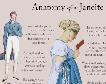 Jane Austen Note Card - Anatomy of a Janeite - Single 5x7 Digital Note Card