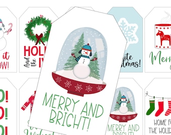 Christmas Gift Tags - Snow Globe Designs - digital printable download
